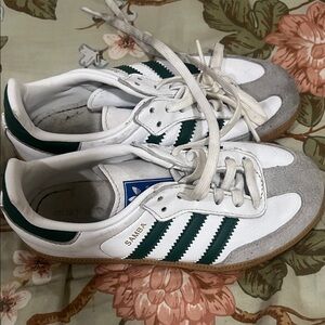 Adidas Samba White and Dark Green Shoes